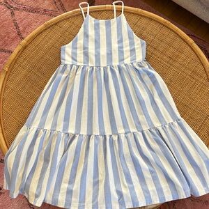 Zara Blue and White Striped Cotton Dress 10